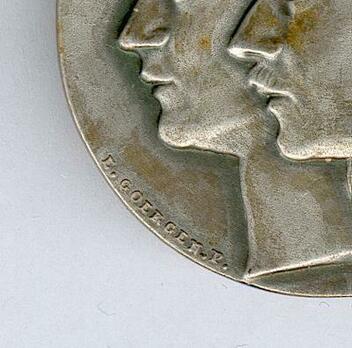 Silver Medal (stamped "‘E. GOERGEN P." "O. DE CLERCK.S.") Obverse Detail