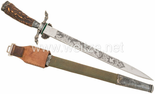 Deutsche Jägerschaft Regulation Hunting Knife by C. Eickhorn Reverse with Scabbard