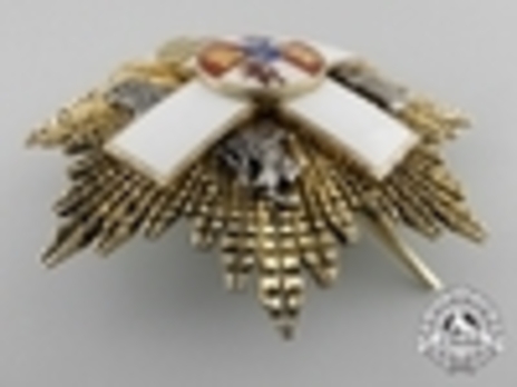 3rd Class Breast Star (white distinction) (with coat of arms of Castile and Leon, and Royal Crown) Obverse