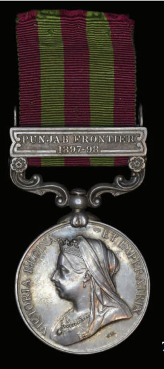 India+medal%2c+silver%2c+punjab+frontier+1897+98+clasp+1896 1901%2c+obv+