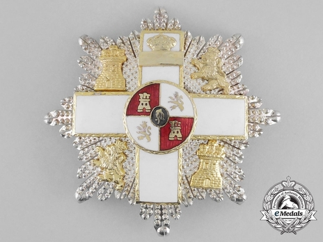 2nd Class Breast Star (white distinction) (with coat of arms of Castile and Leon, and Royal Crown) (1975-2014) Obverse