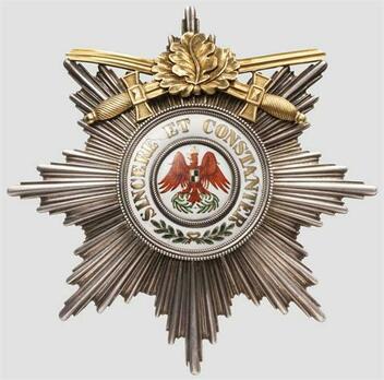 Order of the Red Eagle, Type V, Military Division, I Class Breast Star (with oak leaves & swords on top) Obverse