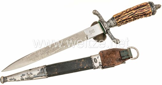 Deutsche Jägerschaft Luxury Hunting Knife by Alcoso Reverse with Scabbard