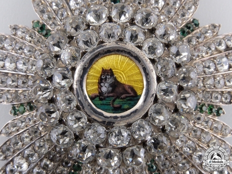 Order of the Lion and Sun, Type IV, I Class Grand Cordon Breast Star (with couchant lion, with silver-gilt and stones) Obverse Detail