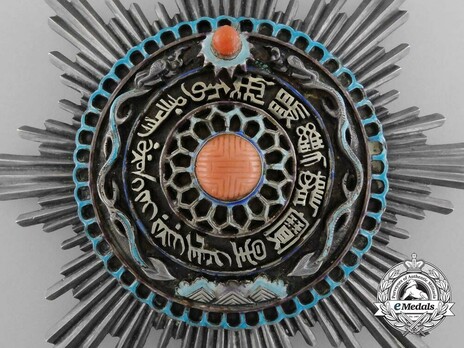 Order of the Double Dragon, Type II, II Class, III Grade Star Obverse Detail