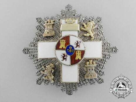 2nd Class Breast Star (white distinction) (with coat of arms of Castile and Leon, and Royal Crown) (1975-2014) Obverse