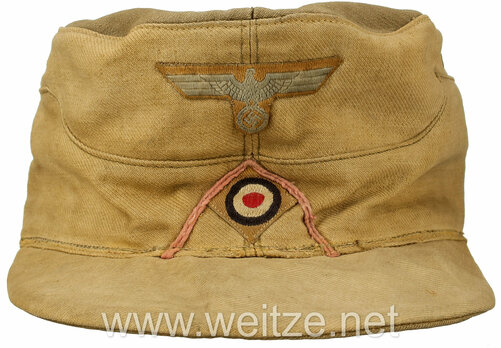 German Army Armoured NCO/EM's Tropical Visored Field Cap M43 with Soutache Front