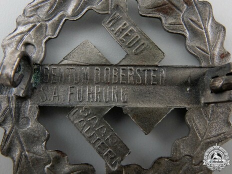 SA Sports Badge, Type III, in Silver Reverse Detail