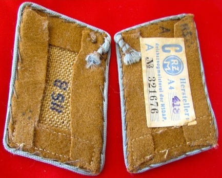NSDAP Mitarbeiter Type III Ort Level Collar Tabs Reverse