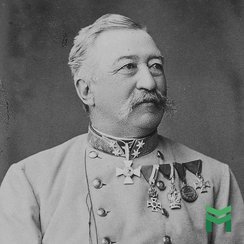 Stefan Hass Martheny wearing the Order of the Iron Crown, among other decorations.