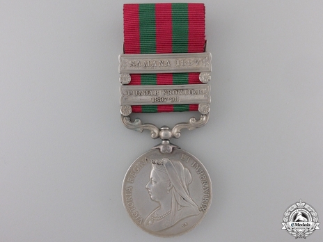 India Medal, Silver Medal (with "SAMANA 1897" clasp) (1896-1901) Obverse