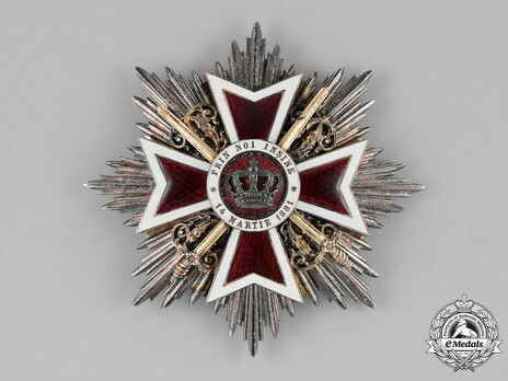 Order of the Romanian Crown, Type I, Military Division, Grand Cross Obverse