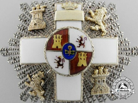 2nd Class Breast Star (white distinction) (with coat of arms of Castile and Leon, and Royal Crown) (1975-2014) Obverse