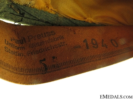 German National Police Officer's Visor Cap Maker Mark