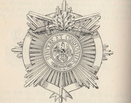 Order of the Red Eagle, Type V, Military Division, I Class Breast Star (with enamelled ribbon & swords on top) Obverse